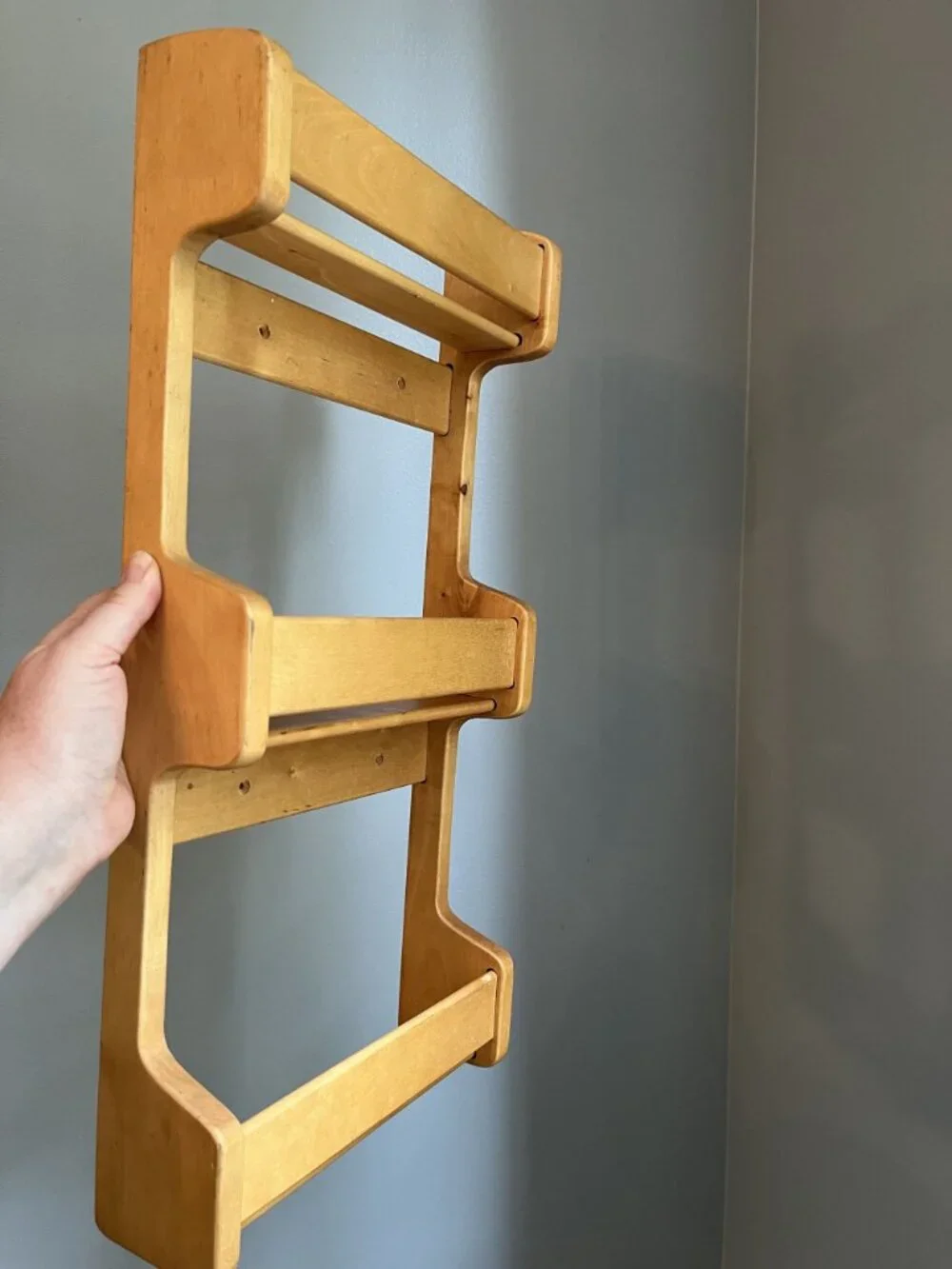 Vintage Wooden Maple Wall-Mount Spice Rack Shelf Kitchen Or Decorative Use